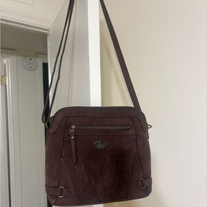 b.o.c. Brown Suede Crossbody Bag